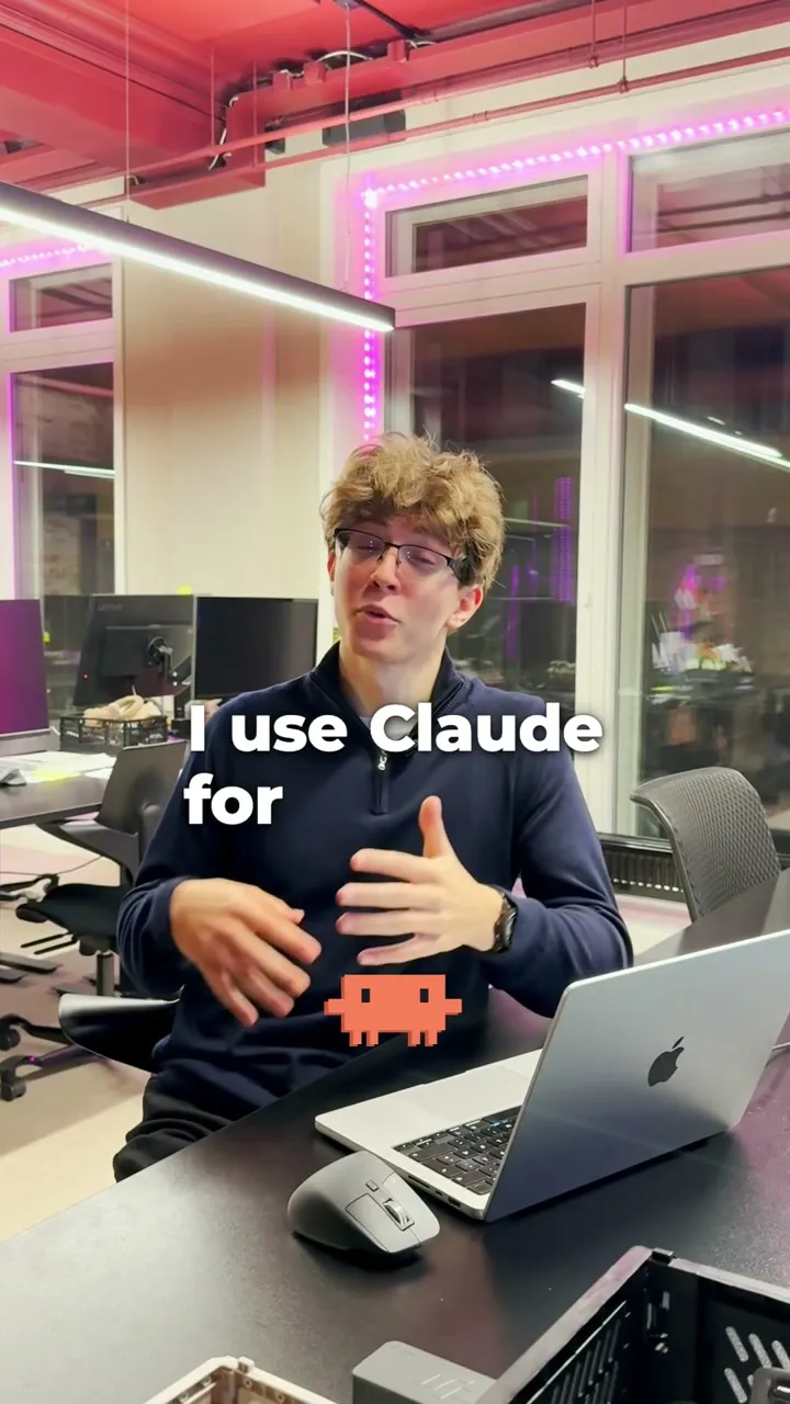 Vlad at his desk explaining how he connected Claude to Trale, vertical video